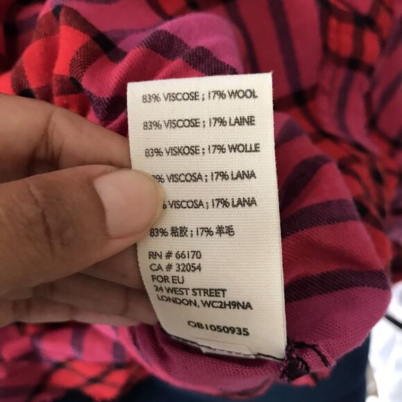 We The Free People Pink Plaid Frayed Cropped Long Sleeve Top Shirt - XS - Picture 8 of 9